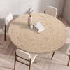Wooden Patterns Round Table Cover Waterproof Oilproof Stain-Resistant Print Elastic Tablecloth for Kitchen Home Dustproof Decor
