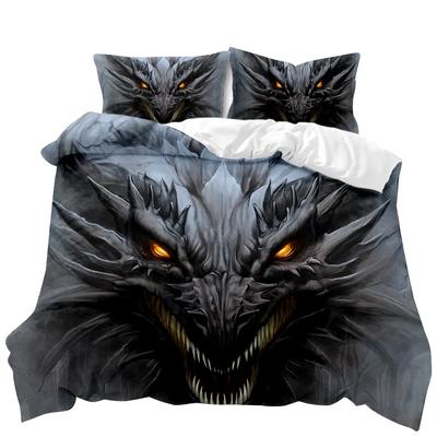Dragon Duvet Cover Set Ancient Legendary Ferocious Animal Bedding Set for Boys Teen Double Queen King Size Polyester Qulit Cover