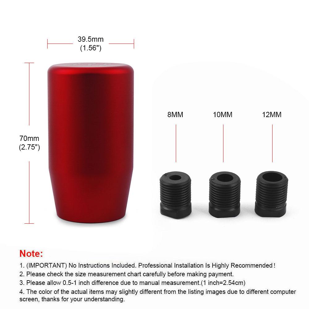 Aluminum 5-Speed Gear Shift Knob with 3 Adapters for Manual Transmission