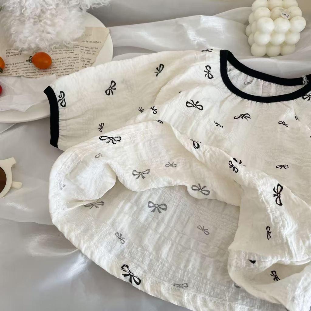 Summer Thin Children's Pajama Set - Cute Princess Style Homewear for Baby Girls, Short Sleeve & Shorts