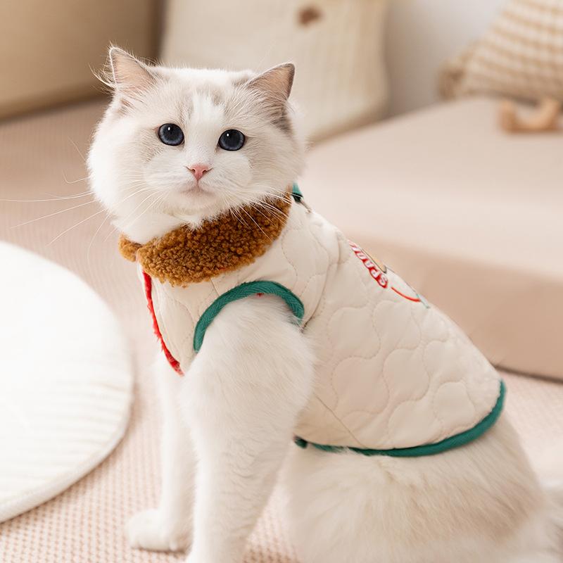 Puppy Can Be Towed Cotton-padded Cat Clothes Autumn and Winter Thickened Pet Cat Clothes