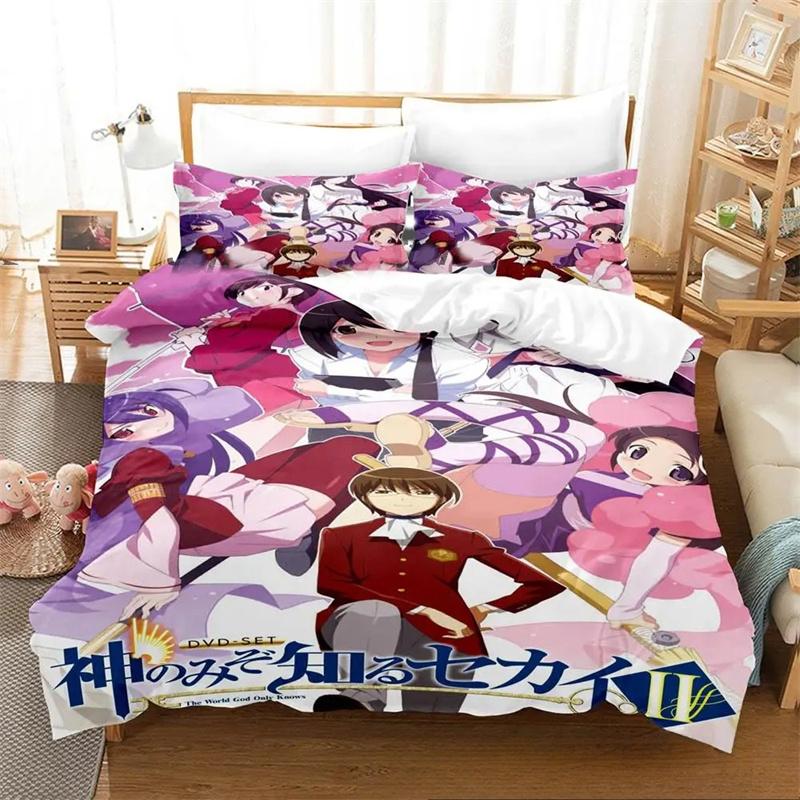 

Anime T-The-World-God-Only-Knows Bedding Set 3D Printed Cartoon Duvet Cover Set Soft Single Twin Double Size For Birthday Gifts Eu Single 135x200cm