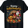 Unisexs Happy Hallothanksmas T Shirt Santa Pumpkin Turkey Autumn Lea Vintage Slightly Top For Everyday Wear Unisex