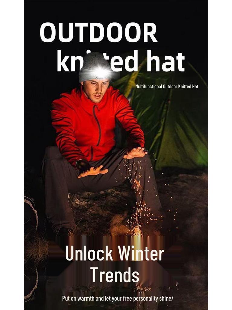 Rechargeable LED Light Beanie - Glow-in-the-Dark Winter Hat for Night Running Outdoors