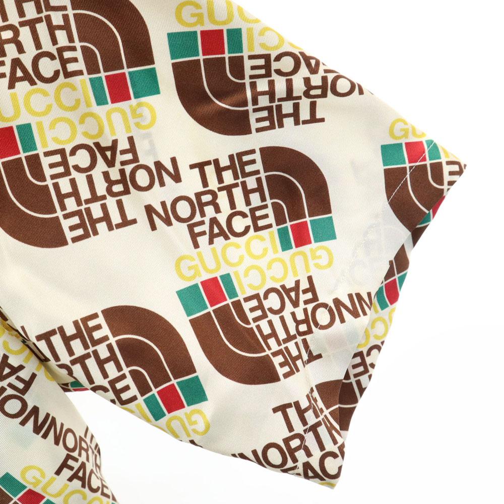 unused GUCCI Made in Italy North Face collaboration silk Total logo Short sleeve shirt Men's Used