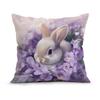 Purple Flower Rabbit Pillowcase Printed Polyester 40/45/50Cm Throw Pillowcover Decorative Sofa Cushion Pillowslip Home Decor