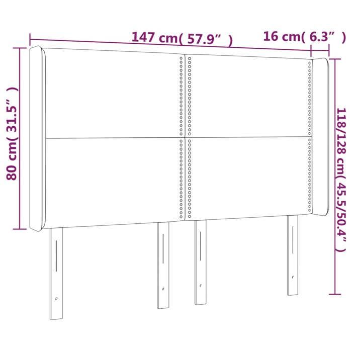 VidaXL LED Headboard Bedroom Furniture Double Bed Accessory Head of Bed Frame Interior Black 3123998