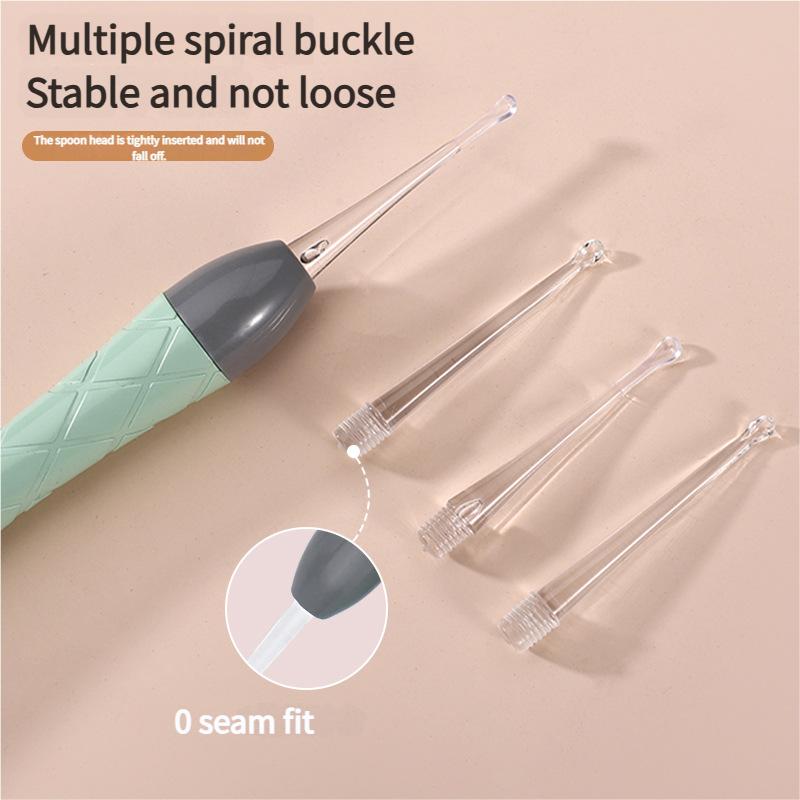 Luminous Ear Spoon Set Ear Wax Removal Cleaning Tweezers LED Light Earpick Nose Clip Children Adults Ear Care Tools Kit