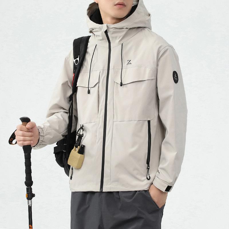 Tri-Proof Jacket Men'S Seasonal Tooling Casual Outdoor Windproof Jacket Loose Men'S Trench Coat