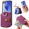 Luxus Kartenhalter Handyhülle für Samsung Galaxy Z Flip 8 7 6 5 4 3 5G Flip8 Flip7FE PU-Leder Ring Geldbörse Hartschalenabdeckung