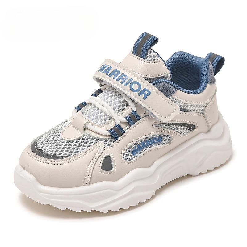 

Детские дышащие кроссовки с одинарной сеткой для повседневного бега на весну и лето 37 синий/бежевый