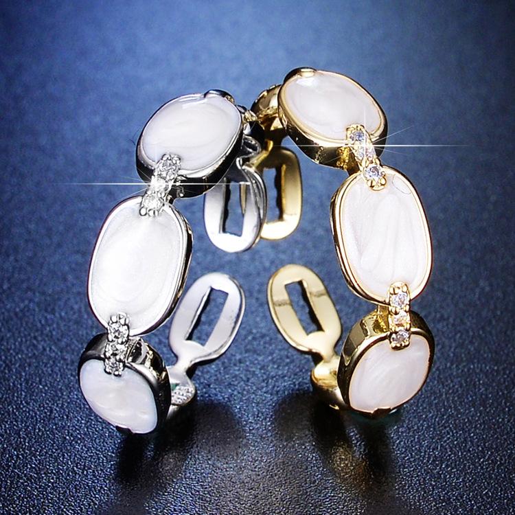 

Аксессуары для дизайна Niche Simple Zircon Ring Sweet Cool Shell Geometric Ring Women adjustable opening белого золота