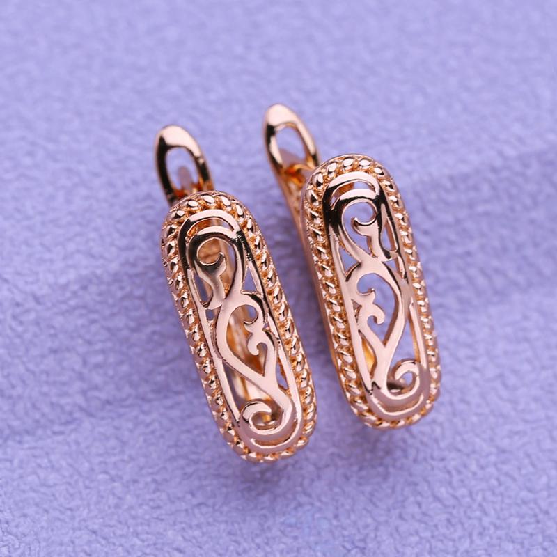 LSOOYH Náušnice s klipem Rose Gold Módní náušnice pro ženy Geometry Duté náušnice Šperky