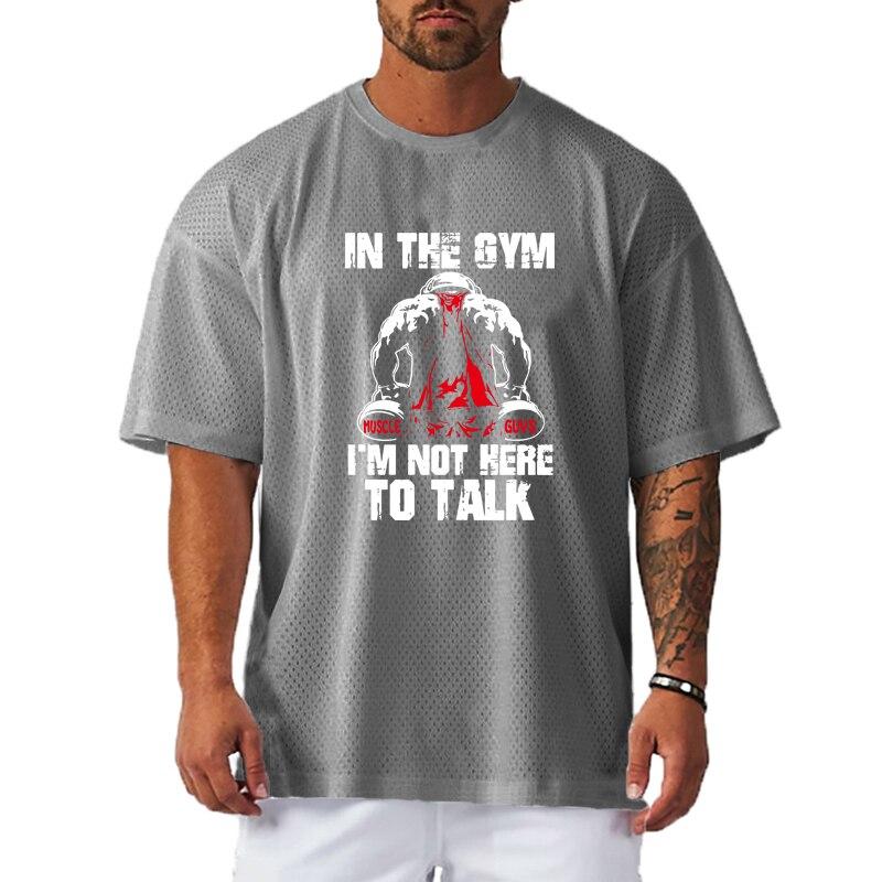 Muscleguys Summer Sports Breathable Short-sleeved O-neck T-shirt Men's Thin Mesh Quick-drying Fitness Bodybuiling Polyester Tees