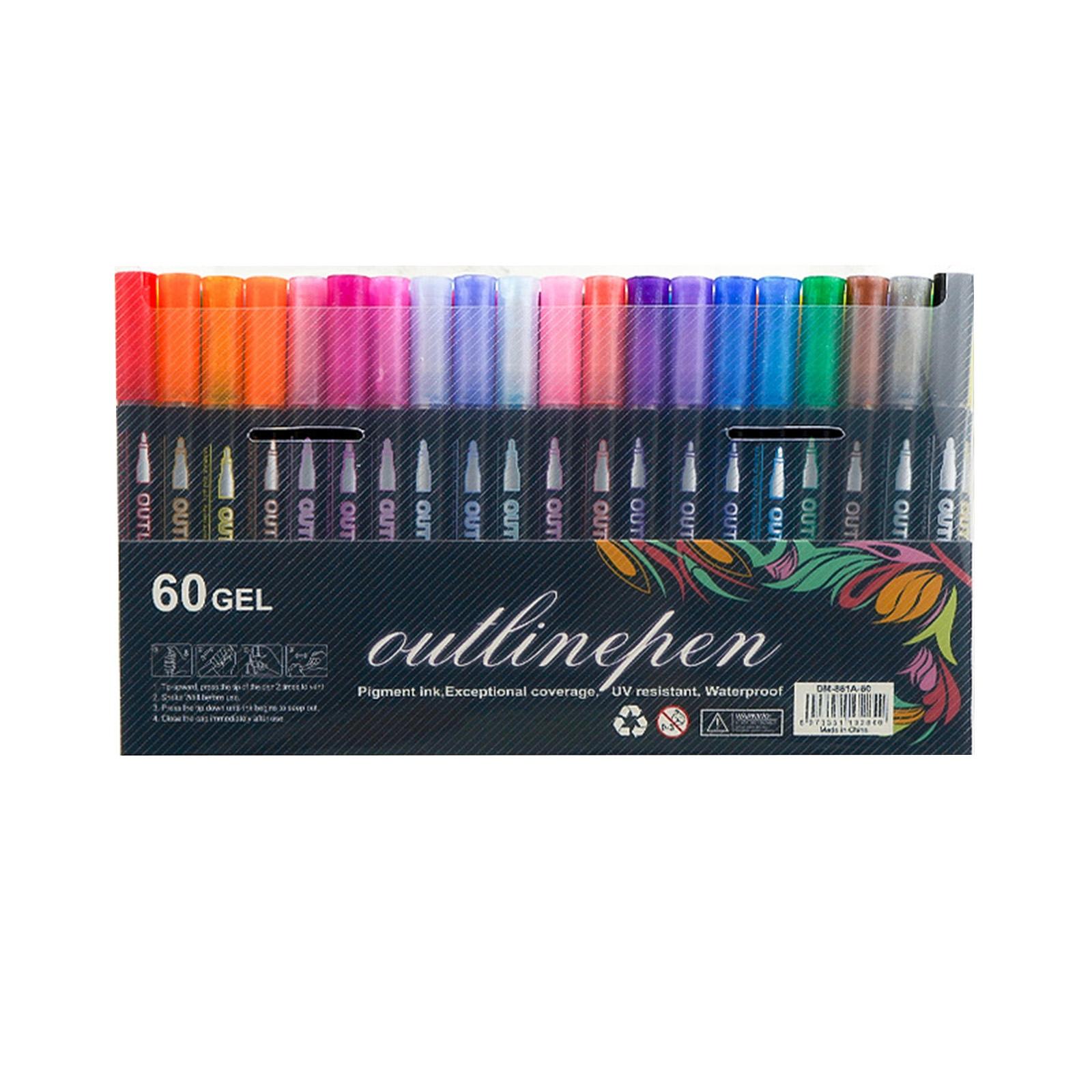 

Ручка с двойной линией, набор маркеров 60 цветов, блестящая ручка для рисования, подходит для изготовления поздравительных открыток, поделок своими руками, подарков на Рождество, День святого Валентина, 60 мл One Size белый