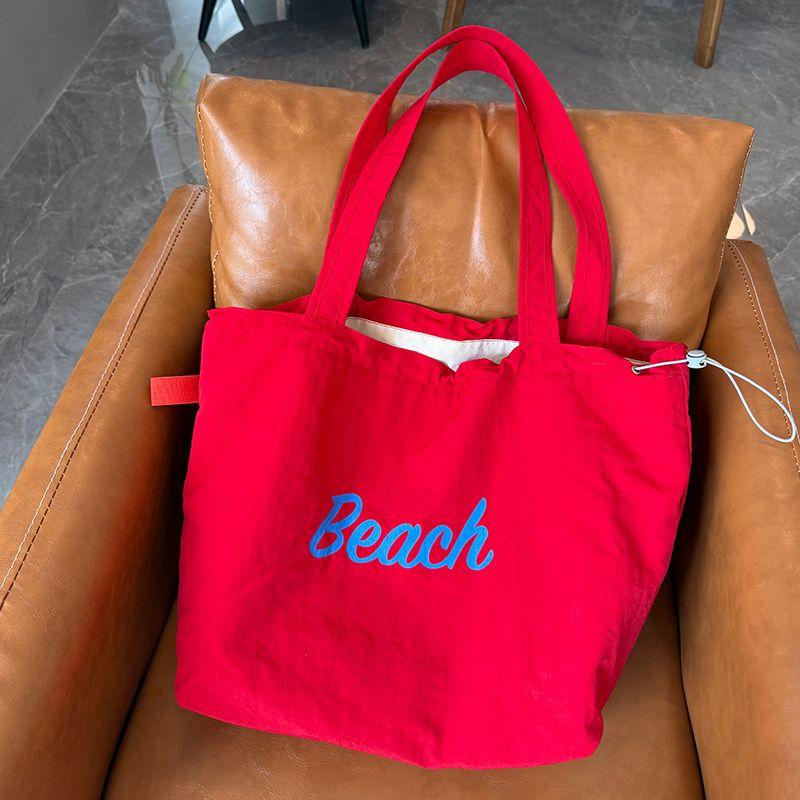 

Original Design Letter Printed Canvas Bag Women s Red Large Capacity Shoulder Bag Casual Easiest for Match Fashion Beach Bag Cloth Bag beach Red (lined)
