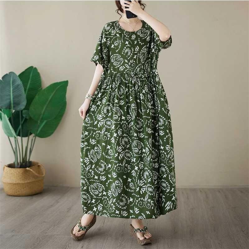 Simple Fashion Plus Size Round Neck Printed Dress