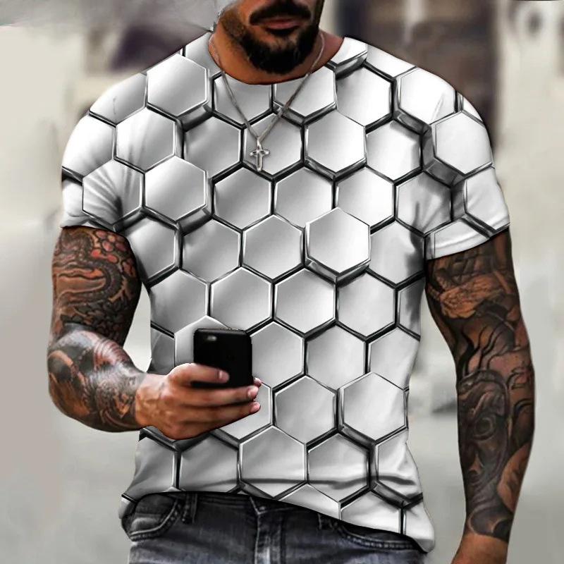 Men's 3D T-shirt Hip Hop Round Neck Short Sleeve Top Abstract Harajuku Men's T-shirt