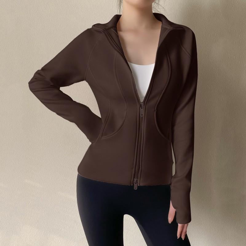 

Women s Double Zipper Warm Yoga Pilates Jacket for Autumn/Winter Extra Large