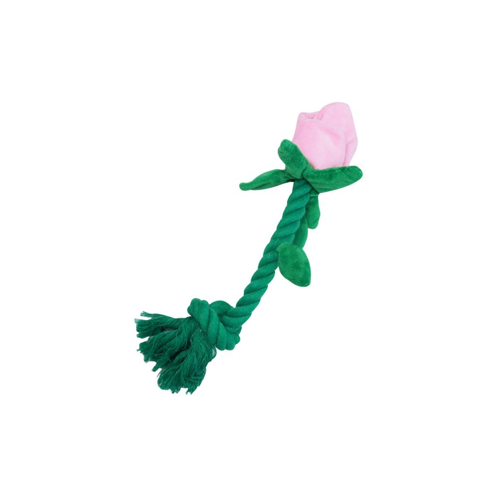 Rose Shaped Dog Chew Toy - Plush Cotton Rope Squeaky Toy For Interactive Play, Boredom Relief & Teeth Cleaning