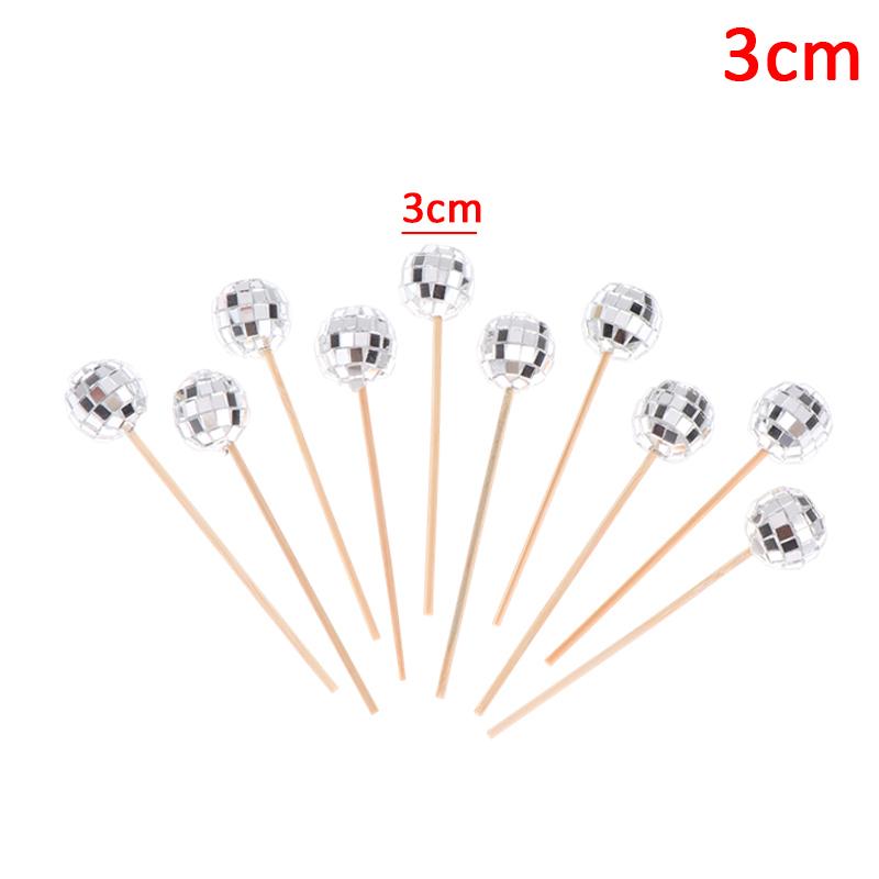 

10 шт. 2/3 см блестящие зеркальные шары для украшения торта, украшения для кексов с деревянными палочками для дня рождения, свадьбы, танцевальной вечеринки, украшения торта 3CM