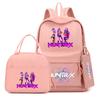 4Pcs/set Anime K-Pop Demon Hunters Printed Backpack with Handbag Pencil Case for Teenager Student Boy Girl Schoolbag Bookbag Large Capacity Travel Bag