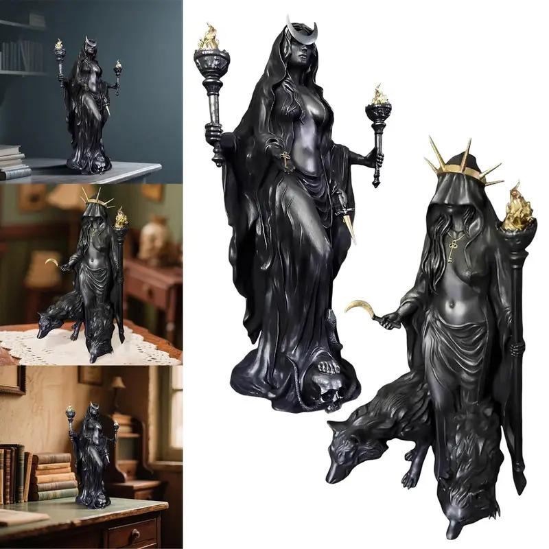 Hekate Niktipolos, The Witch of The Night, Witch of The Night Figurine, Dark Goddess Hecate Altar Sculpture, Pagan Home Decor