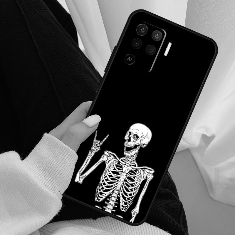 Rock and Roll Skull For OPPO Find X3 X5 Pro A5 A9 A31 A53 A15 A16 A52 A72 A83 A91 A93 A94 A54 A74 A53S Case