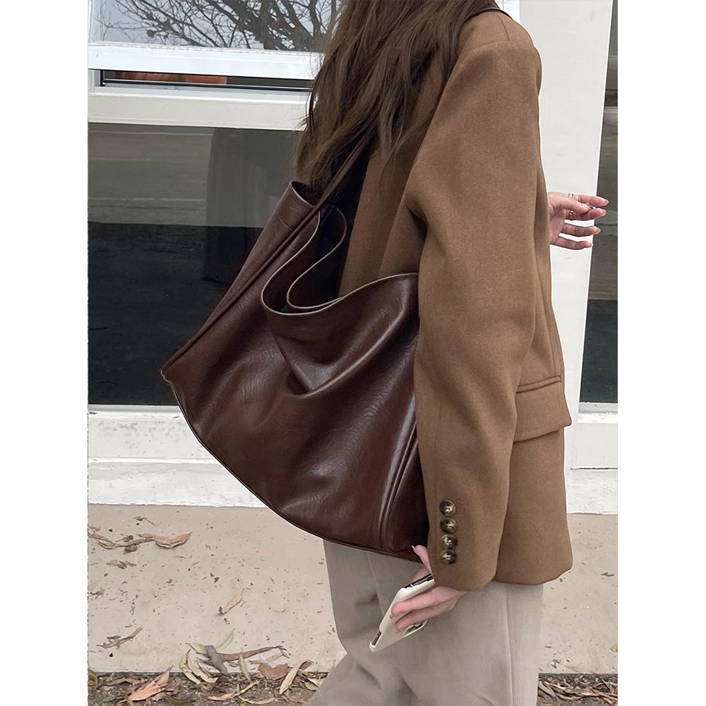 Bolsa Feminina de Grande Capacidade Casual Textura Couro Macio Bolsa de Trabalho Moda Bolsa de Ombro Bolsa Tote