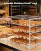 Bakery Display Case, 4-Tier Commercial Countertop Pastry Display Case, Clear Acrylic Bread Box for Kitchen, Party Cake Cabinet with Magnetic Rear Door