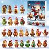 Christmas Tree Decor Chicken Advent Calendar 2026, 24 Days Countdown with 2D Flat Surprise Acrylic Ornament, Cartoon Hanging Pendant for Tree, Holiday