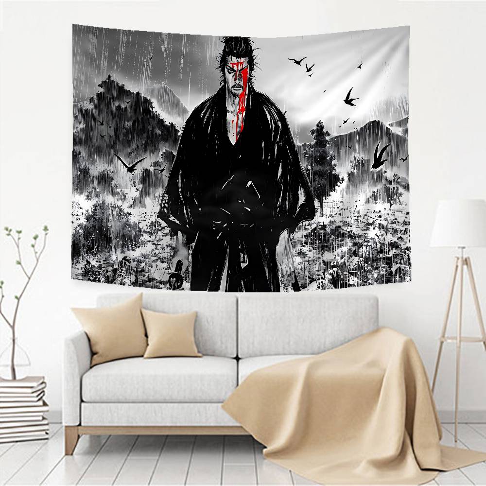 Anime Vagabond Tapestry Art Printing Japanese Wall Tapestry Anime Wall Hanging Home Decor