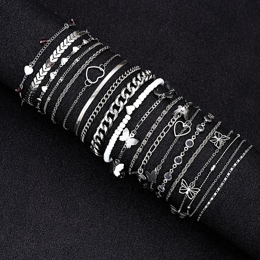 20 Pcs/Set Fashion Metal Butterfly Heart Pendant Anklets Set Bohemia Vintage Pearl Foot Bracelet Beach Woman Jewelry Gifts 2026