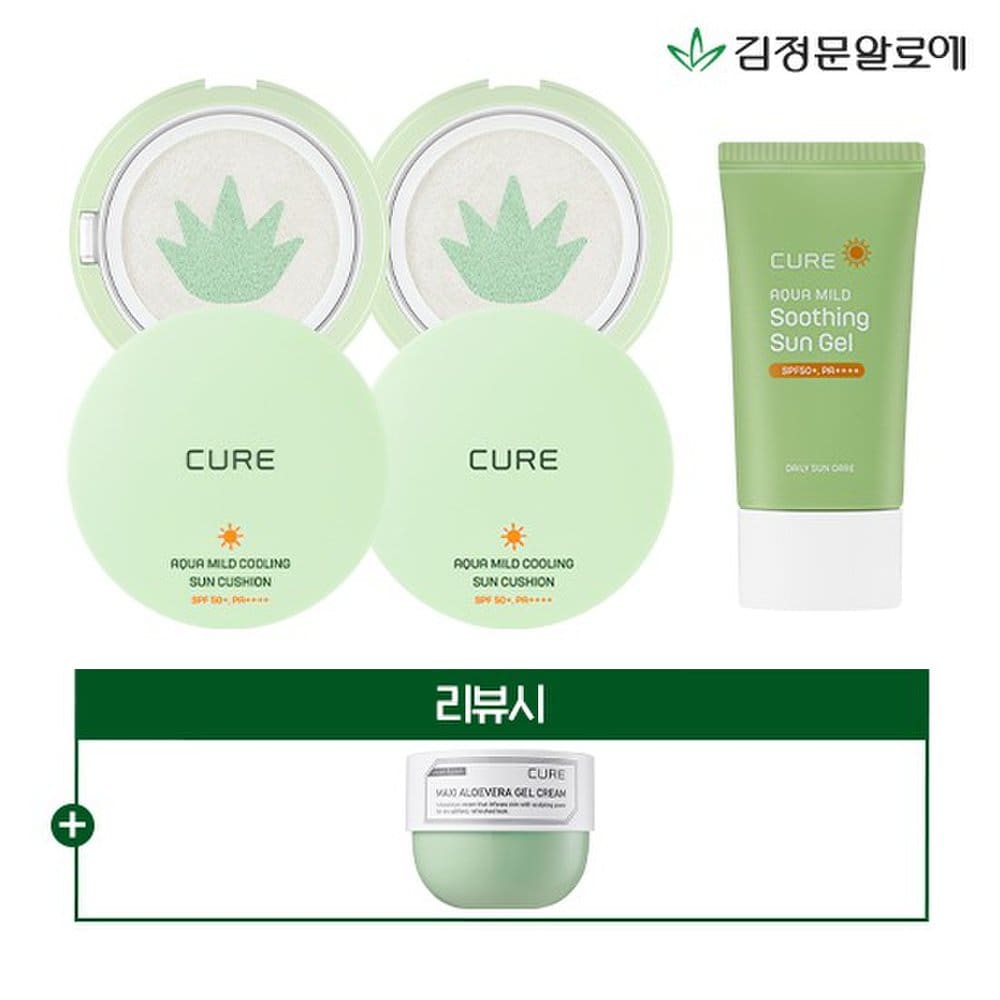 

[Ким Чжон-мун Алоэ] 4 Солнцезащитных кушона Kim Jeong-moon Aloe Cure [2 основных продукта + 2 сменных блока] + солнцезащитный крем