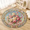 Vintage Rose Runder Teppich, Teppich für Wohnzimmer Schlafzimmer Sofa Spielzimmer Dekor, Rutschfeste Bodenmatte109