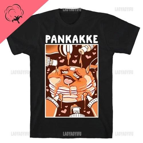 

Одежда в стиле аниме, футболки, уличная одежда, милые футболки с рисунком Pankakkes, повседневная футболка для девочек и мальчиков, кавайная одежда с героями мультфильмов, хлопок Харадзюку XL