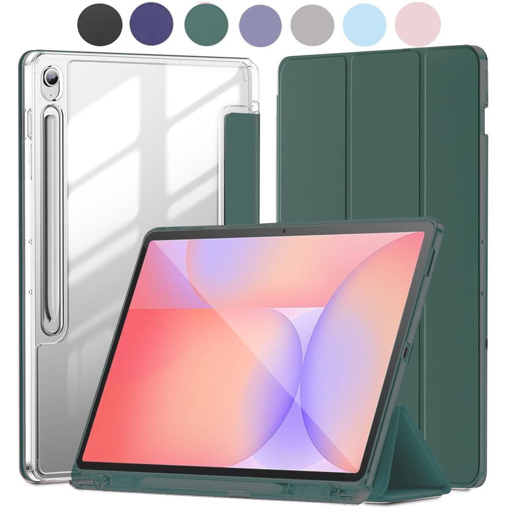 case For Samsung galaxy Tab S10 Lite SM-X400/X406B/S10 FE/S10/S9 FE/S9, Crystal Clear Case with Pencil Slot, Auto Sleep Wake