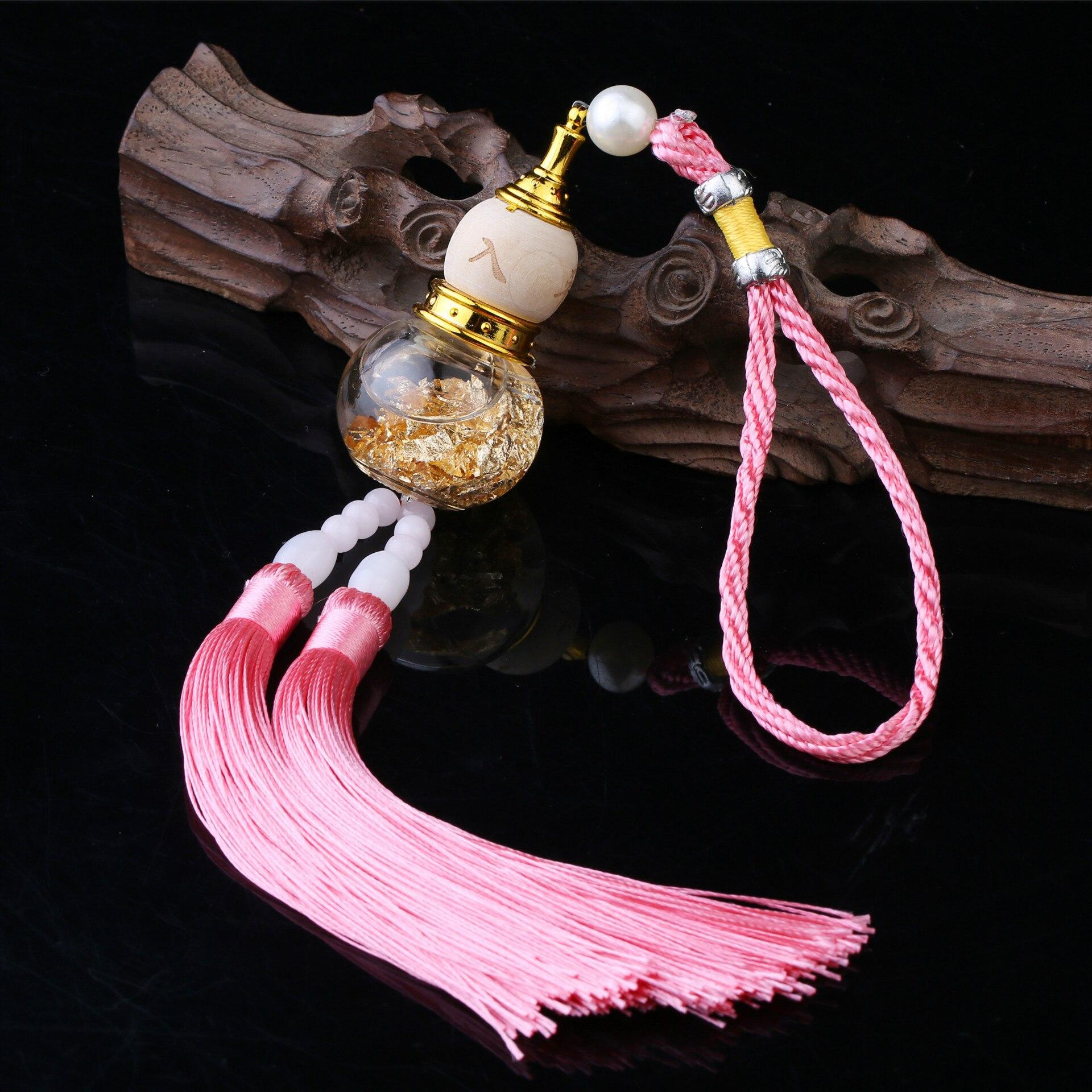 

1 шт. стеклянная бутылка с золотой фольгой на дне, двойной шип, кулон в форме тыквы, украшение для салона автомобиля, кулон, аксессуары для украшения автомобиля розовый