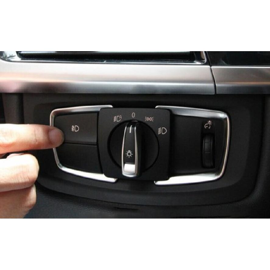 Fit For BMW X5 X6 F15 F16 2014-2018 ABS Silver Headlight Button Frame Cover Trim