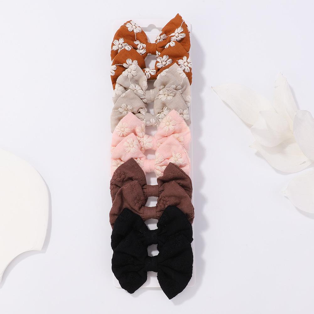 

10pcs/set Sweet Flower Print Bowknot Hair Clips for Baby Girls Cute Cotton Bows Hairpins Barrettes Headwear Kid Hair Accessories
