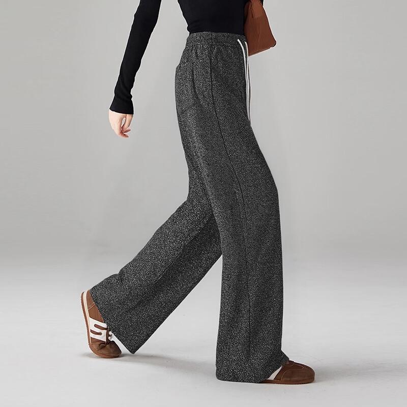 Women's Wool Blend Straight-Leg Casual Trousers