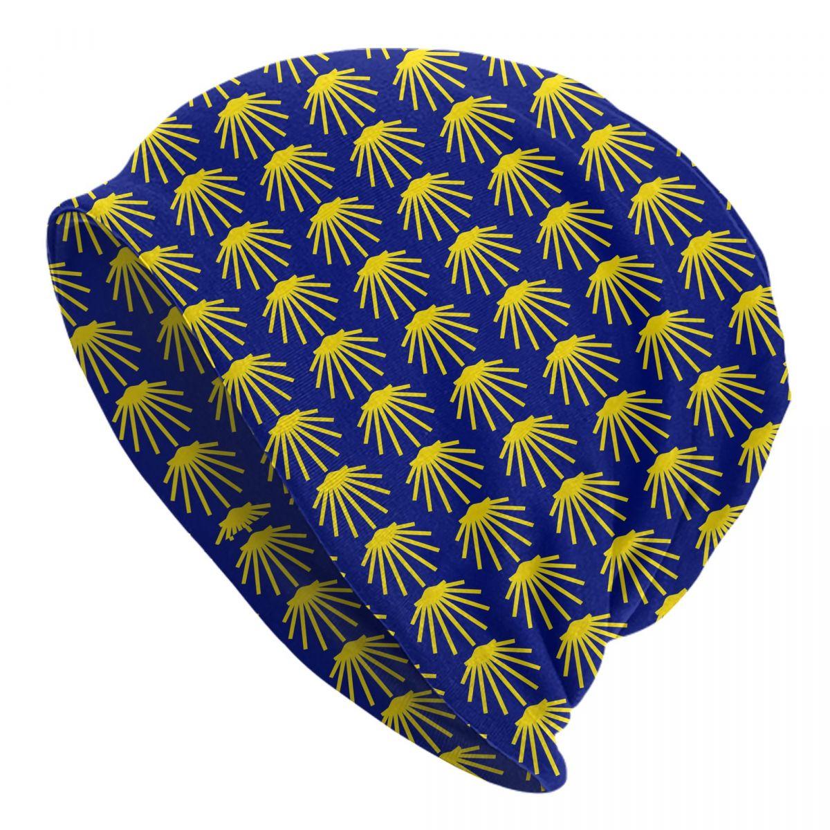 

Yellow Camino De Santiago Scallop Shell Unisex Adult Beanies Caps Knitted Bonnet Hat Warm Hip Hop Autumn Winter Skullies Hats One Size
