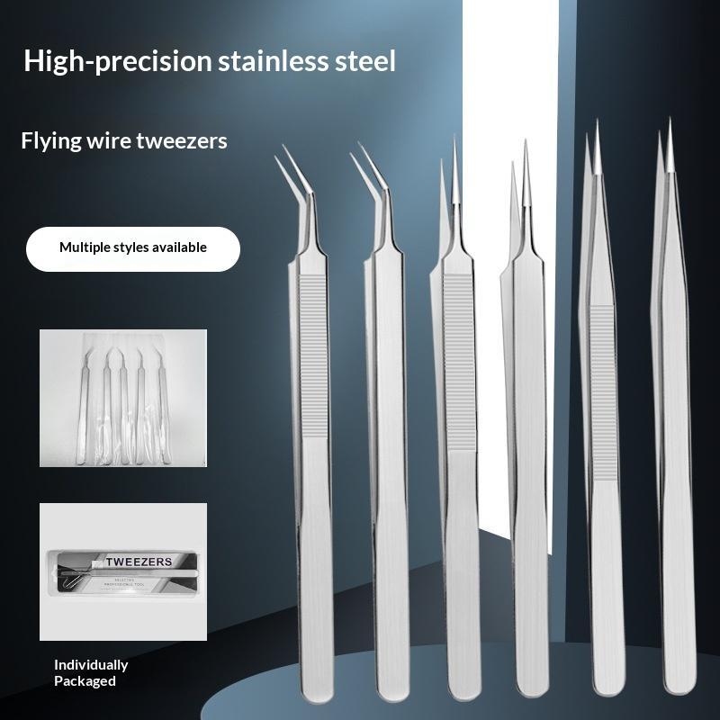 Stainless Steel Precision Tweezers Anti-Static Rust-Proof for Industrial Flying Wire Phone Repair Craft Jewelry Making