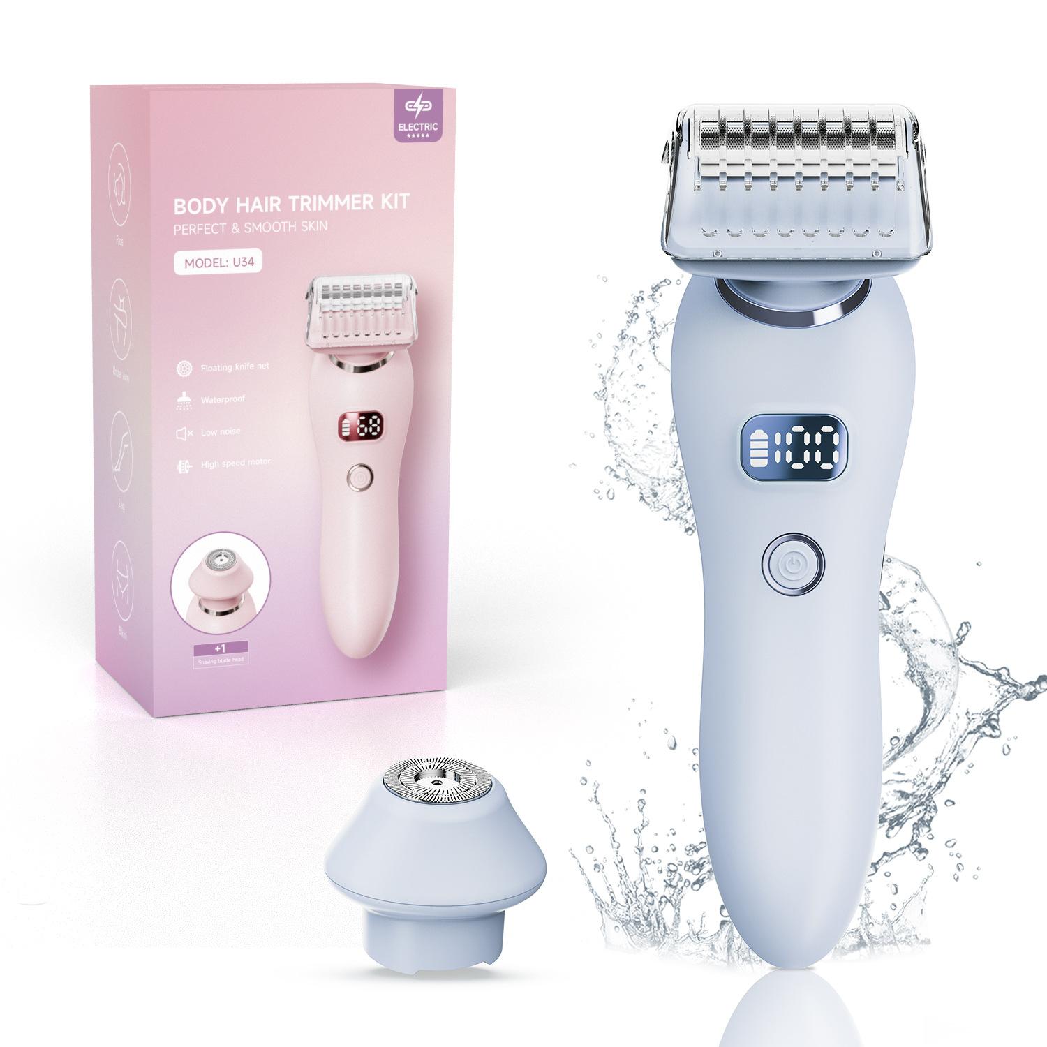 

Дисплей с двумя головками бритвы 2-в-1 для женщин, специальная электрическая стрижка Push and Shearing, электрическая машинка для удаления волос на всем теле