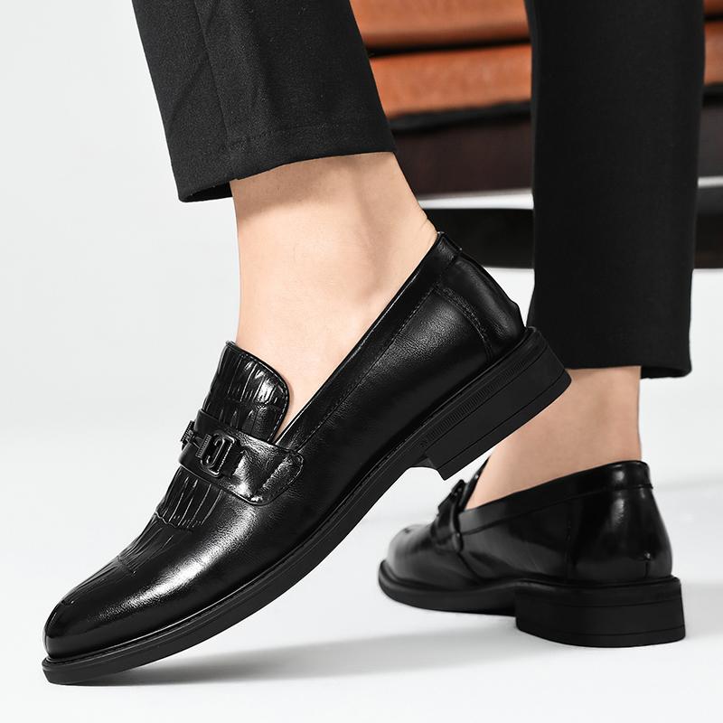 Men's Derby Shoes slip on fashion Business Loafers Gentleman Dress Shoe Faux Crocodile Pattern Leather men wedding party shoes