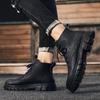 Fashion Boots Men's New Trendy British Style High Top Men's Shoes Casual Black Soft Soled Workwear Leather Boot Waterproof Boots for Men