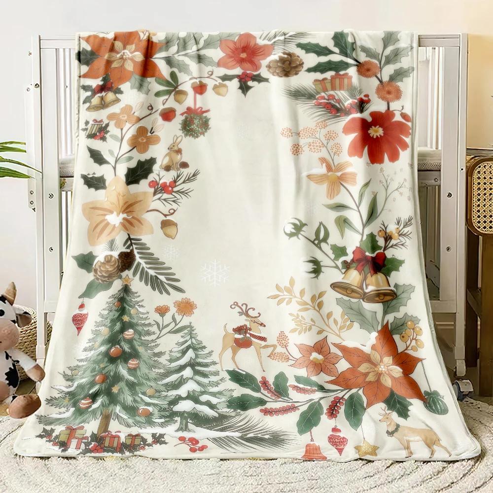 Festive Christmas  Flannel Thin Blankets Cozy Patterns for A Merry Holiday Flannel Blanket New Year Home Decoration Gift