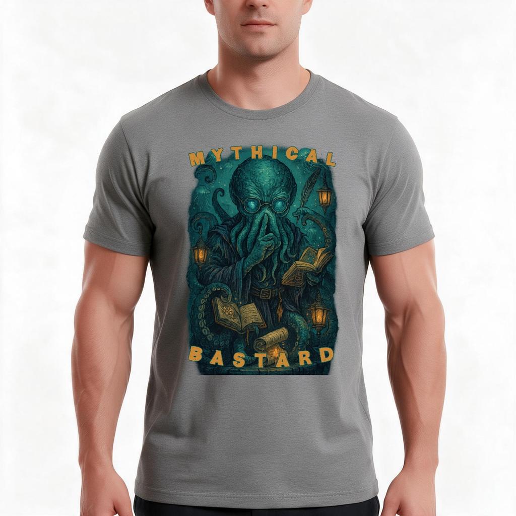 Mythical Bastard Kraken Librarian Retro Deep Sea Scholar Beast Tshirt Summer Casual Cotton Tee Oversized Streetwear Tops