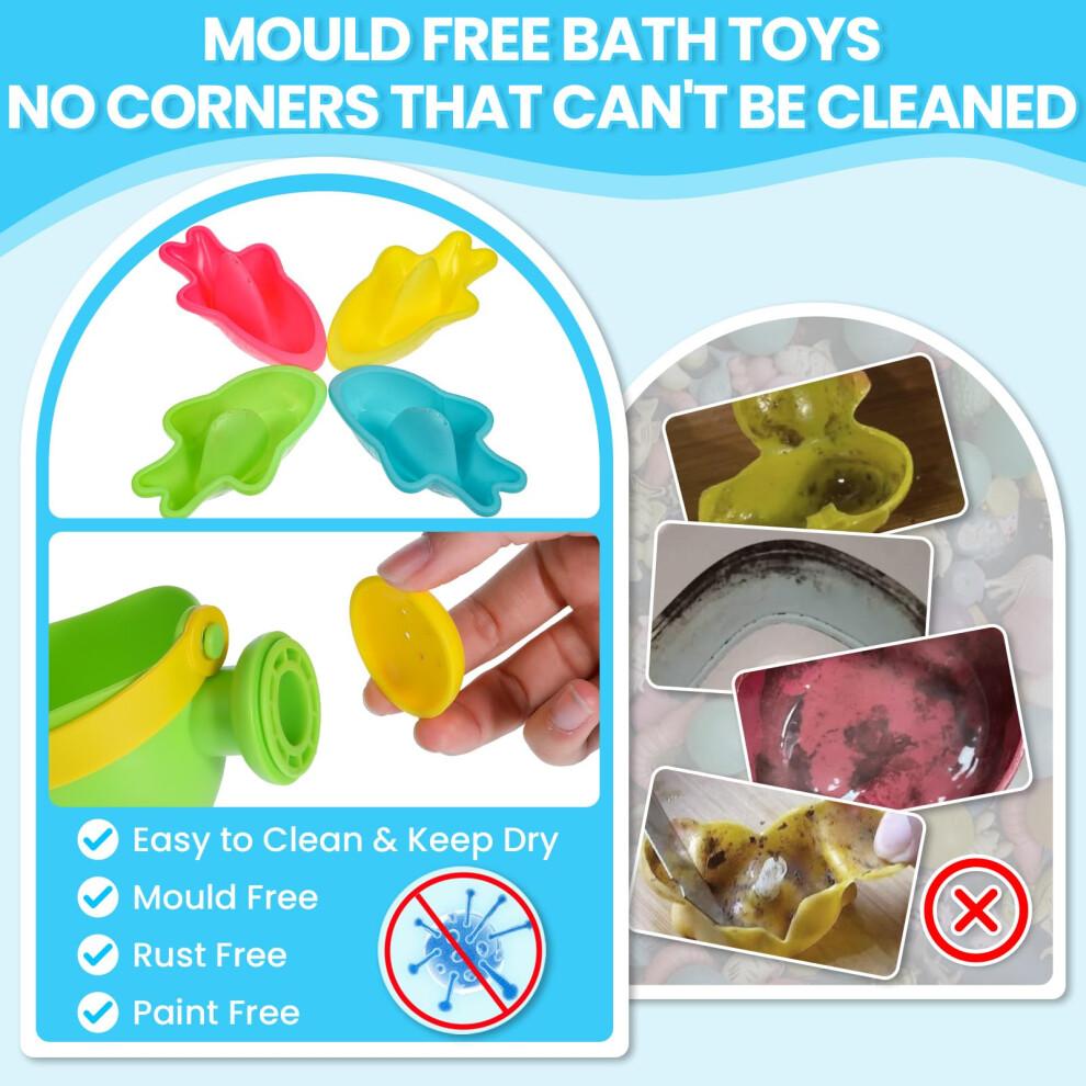Baby Bath Toys for 1 2 3 4 Year Olds Toddler Kids - 10PCS Mould Free Water Play Swimming Pool Toys No Mould Watering Can Bath Boats Bath Cups for Boys