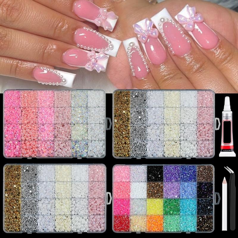 Premium Resin Nail Art Gems Pearls Style Flat Back Rhinestones For Professional Or Home Manicure Flatback Gems